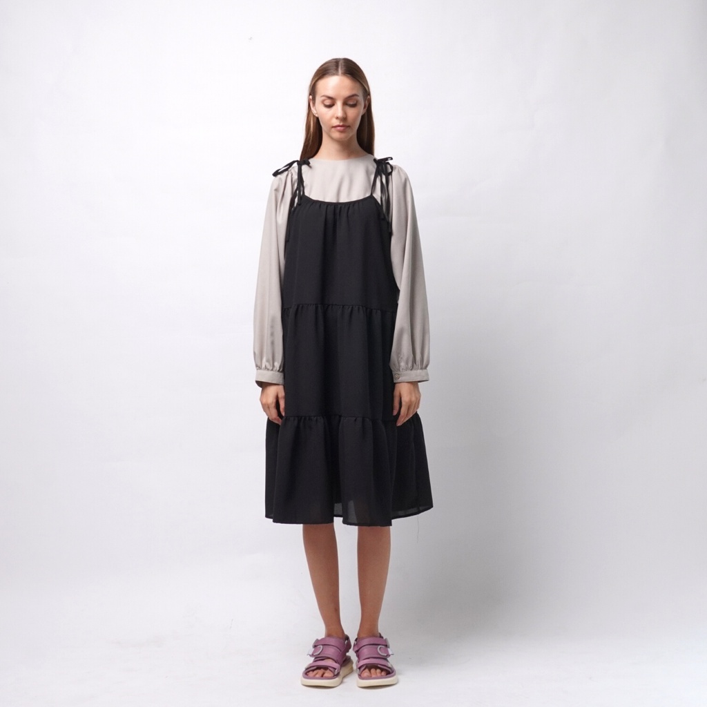 Basic Midi Dress Flossy - Nyaman dan Stylish - All Size
