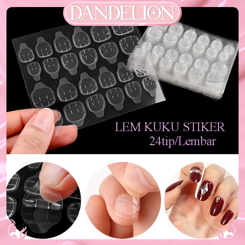 DDN 24Tip Lem Stiker Kuku palsu GROSIR Lem kuku Gel Double Tape Lem Jelly Dandelion