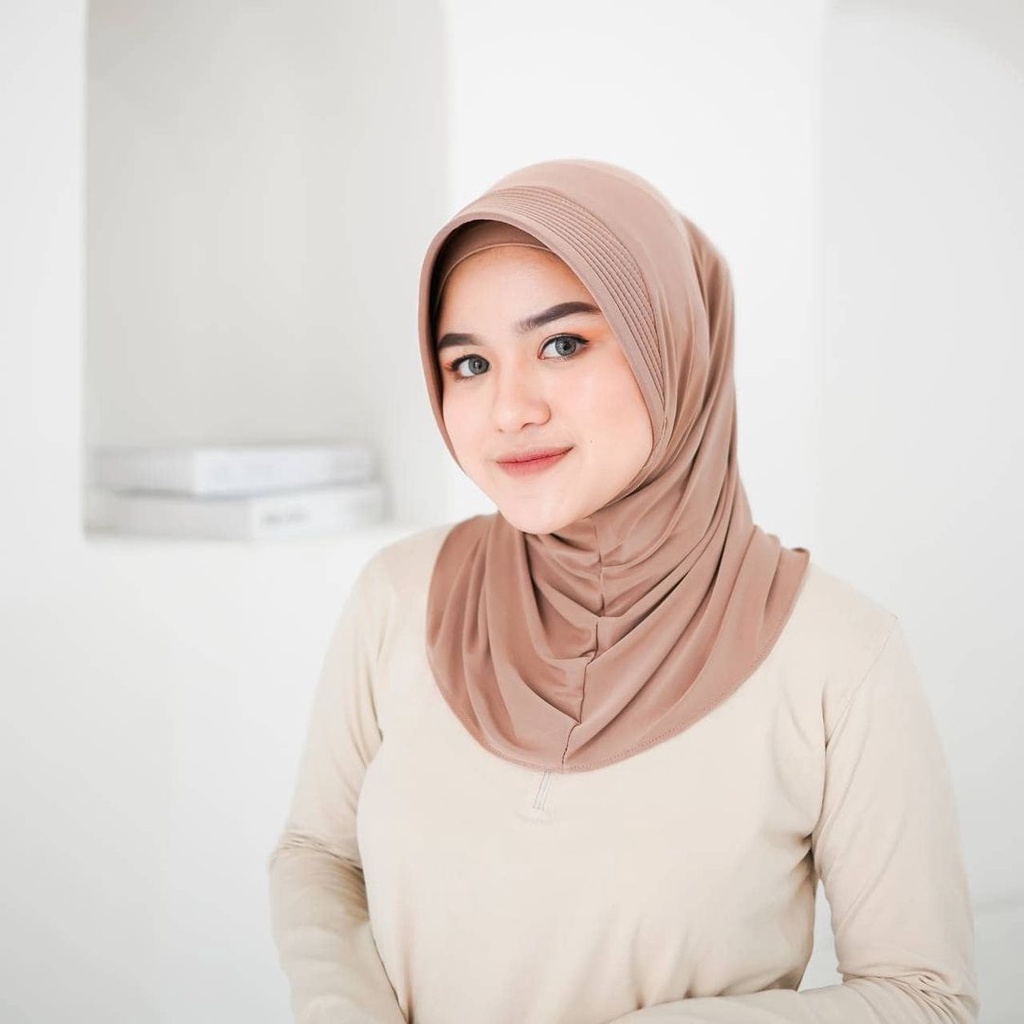 Bergo instan sport / jilbab instan olahraga / Bergo Jersey-Mocca