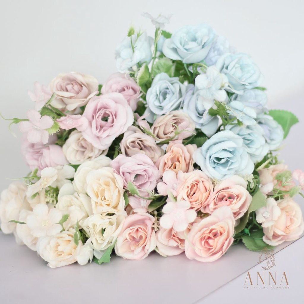 Mini Rose Artificial  Bunga Hias Tangkai  Bunga Mawar Kecil imitasi Mawar Palsu