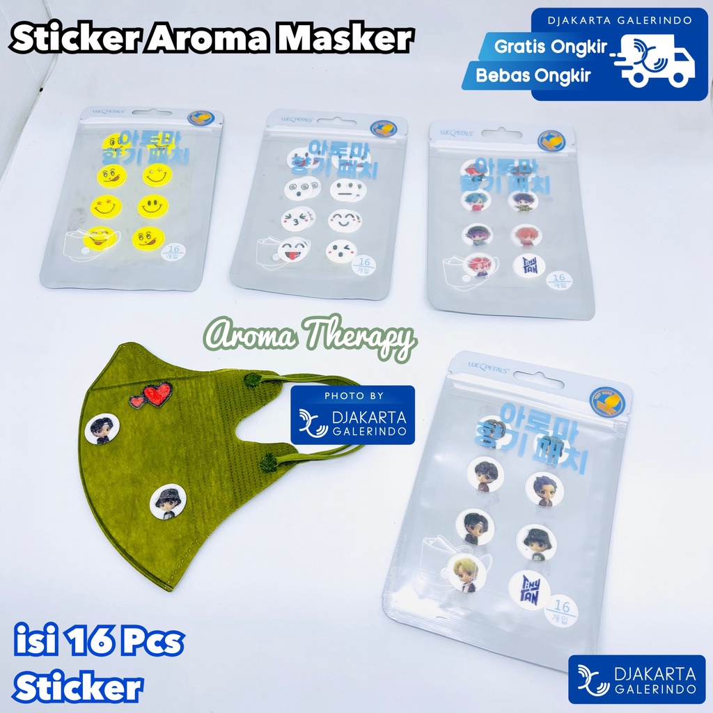 Stiker Aroma Masker / Sticker Masker / Masker Patch / Aromaterapi Pengharum Masker isi 16Pcs