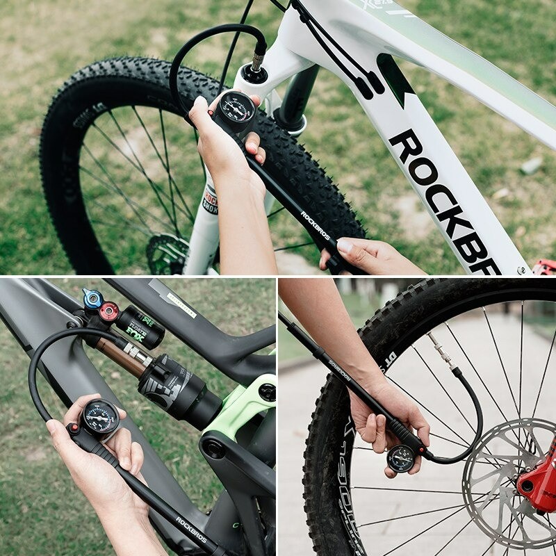 Rockbros PF1 Pompa Fork Angin Sepeda Air Shock 300 PSI Alloy Hitam