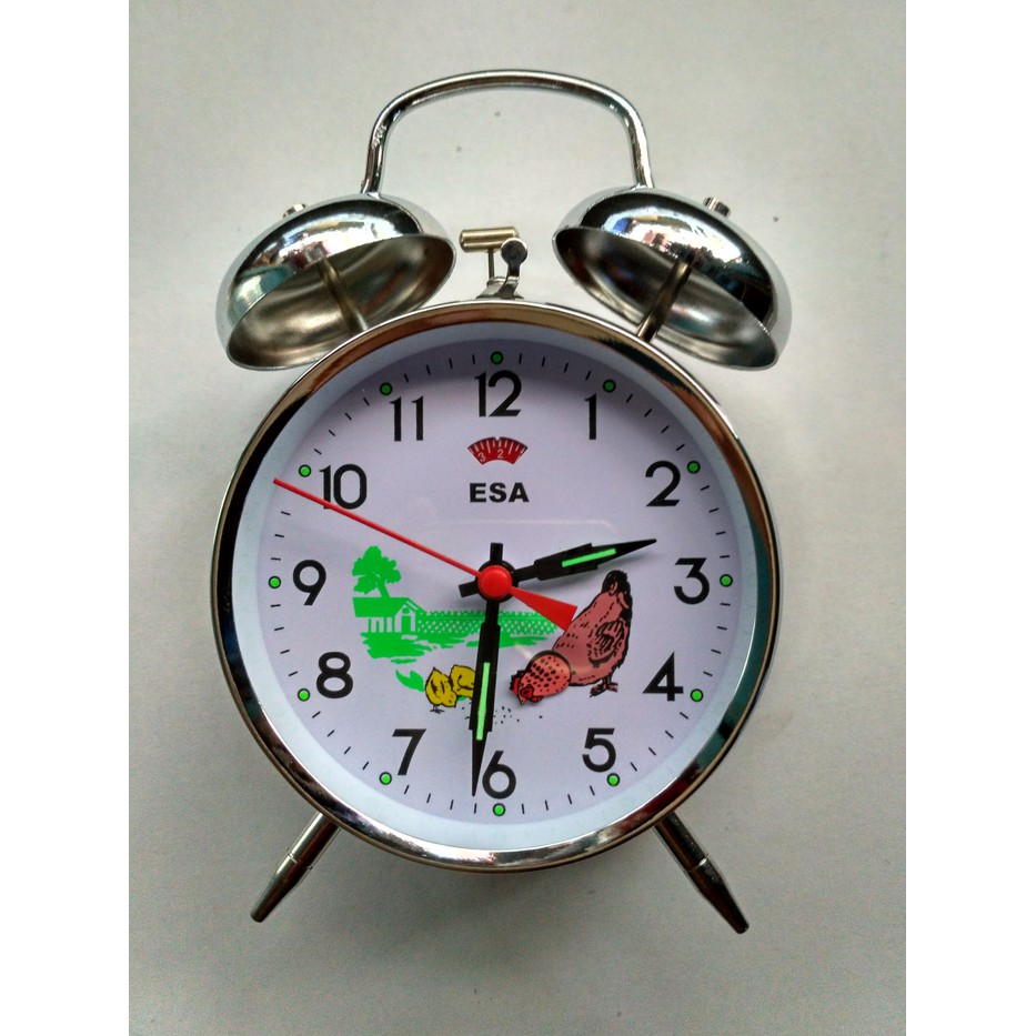 Jam weker putar kepala ayam