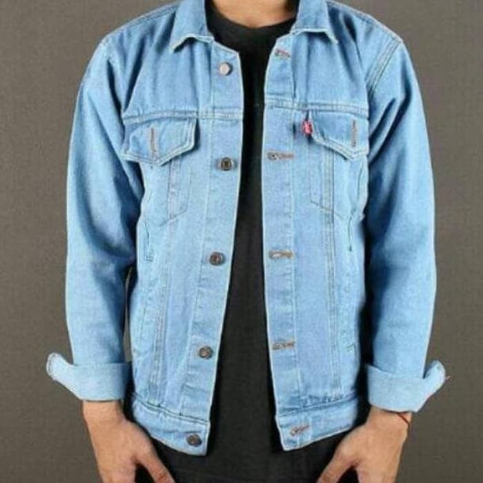 Jaket Jeans Bioblitz (Biru Muda) Pria Tebal / Terlaris Reguler Kualitas Impor Material Tebal