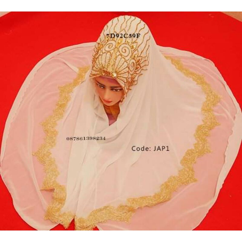 kerudung pengantin syar'i jilbab pengantin syar'i kerudung pesta payet syar'i