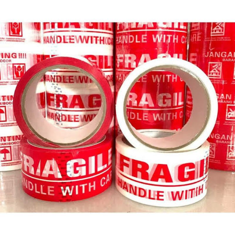 

LAKBAN FRAGILE MERAH PUTIH SELOTIP ISOLASI