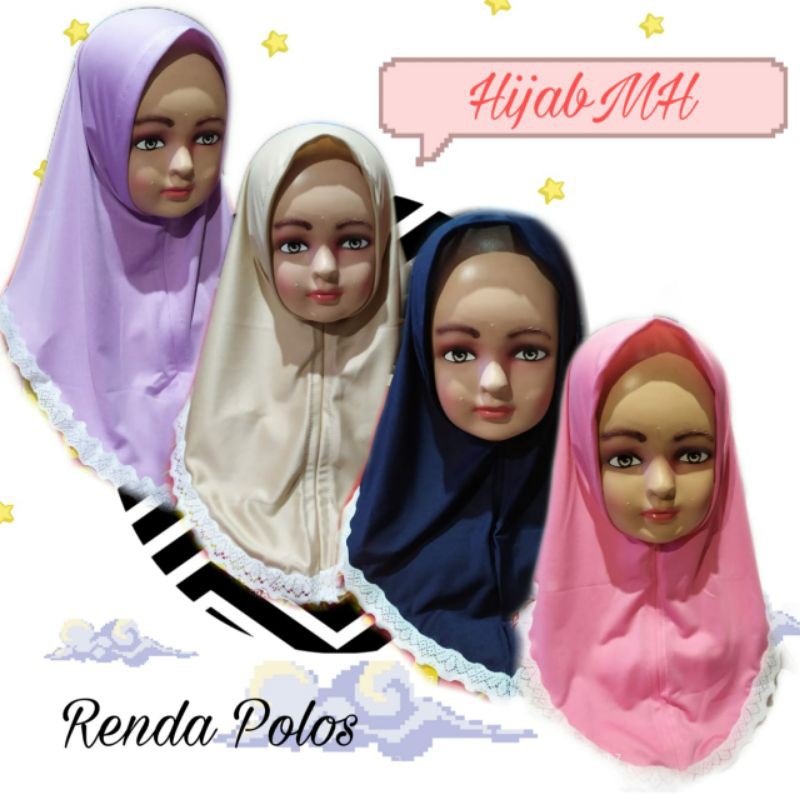 jilbab / anak / bayi / hijab /0-3tahun/ RENDA POLOS