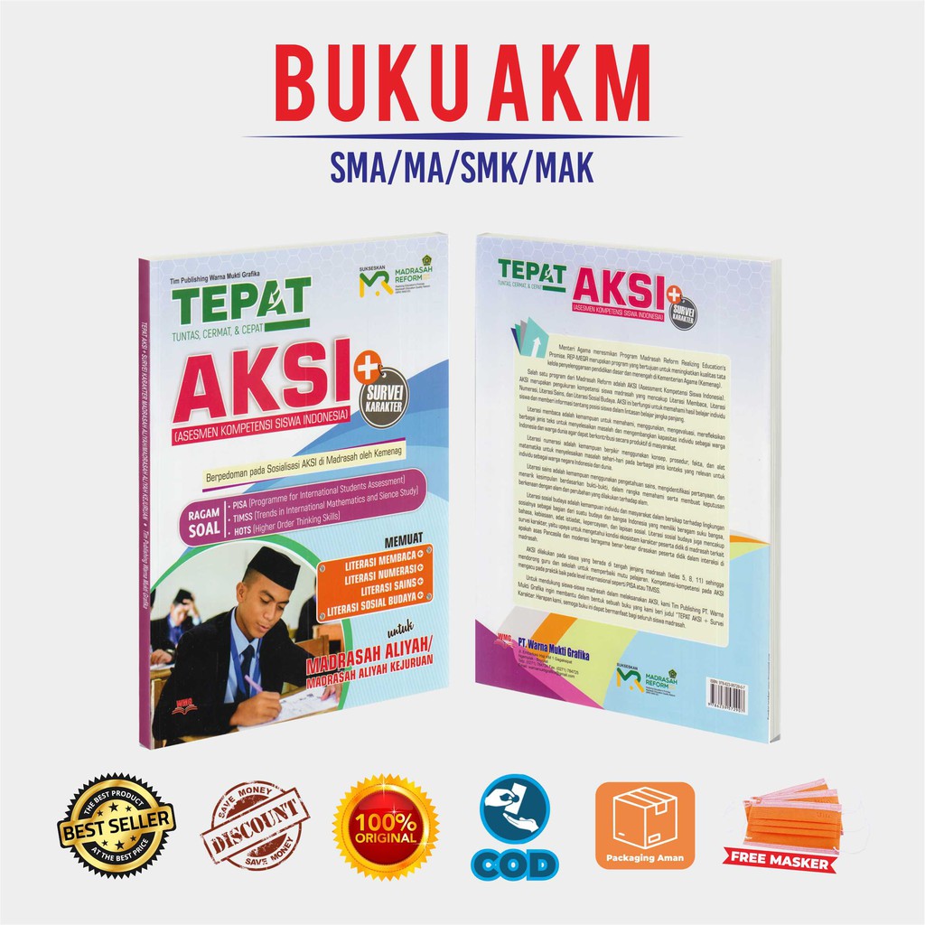 Buku Akm SMA : Tepat Tuntas Aksi Ma-Cerdas Akm + US SMA IPA/IPS-Smart Asesmen Nasional SMA/MA-3