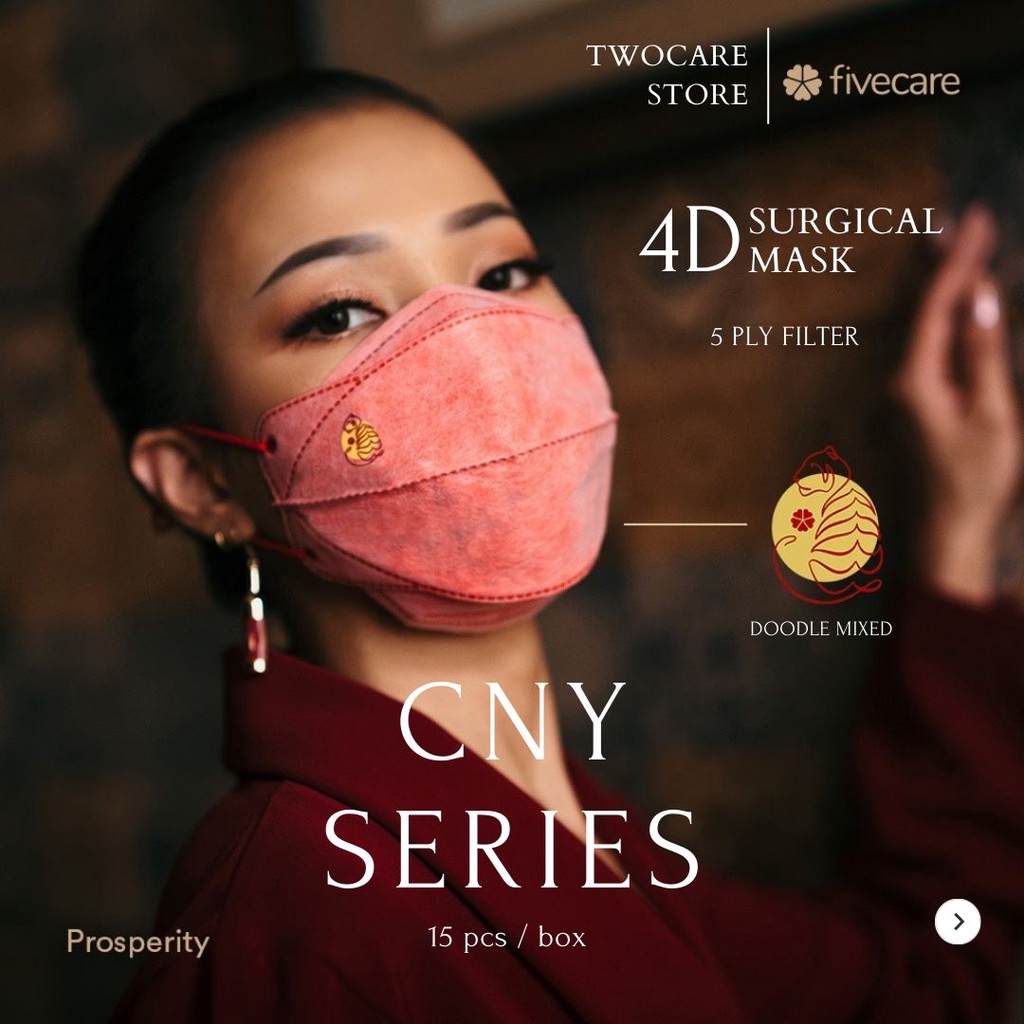 Fivecare Series 4D Masker 5 Ply 15 Pcs Chinese New Year Edition