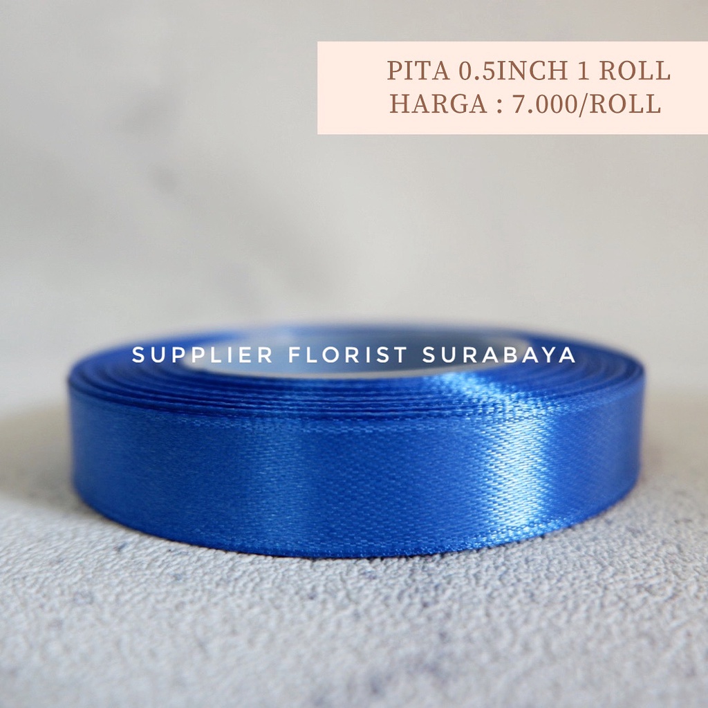 [HARGA PER ROLL] PITA SATIN 1/2 INCH 0,5 INCH 0.5 INCH 1,25CM 1.25CM 25YARD