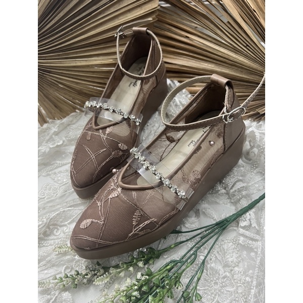 sepatu wedges wedding rafaizoutfit  mocca 5cm