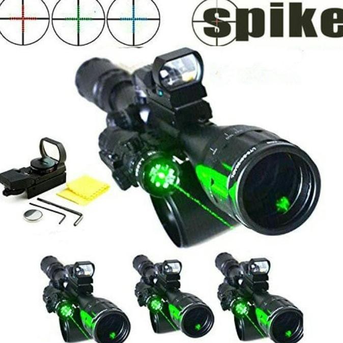TELESCOPE RIFLESCOPE SPIKE 3-12x40 WITH GREEN LASER HOLOGRAPHIC SCOPE