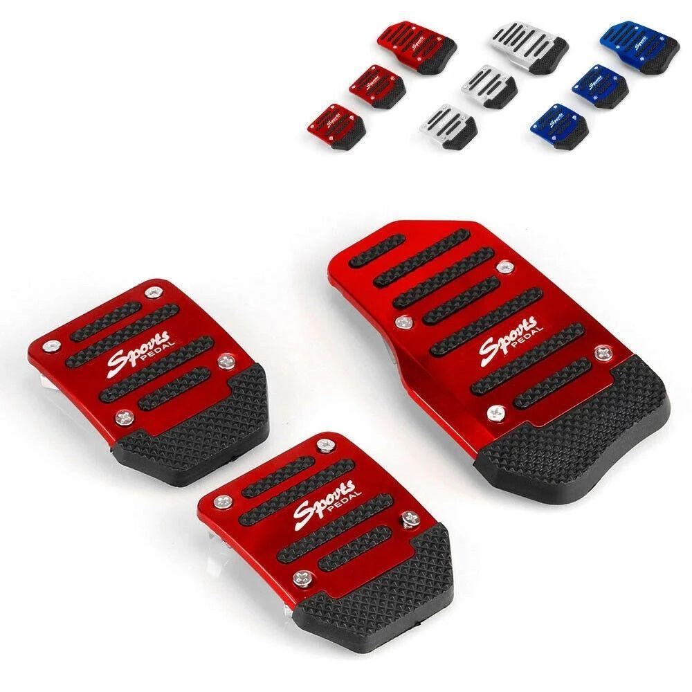 Lanfy Cover Pedal Mobil Universal Aksesoris Auto Merah/Biru/Silver Aluminium Transmisi Otomatis Brake Pad Cover