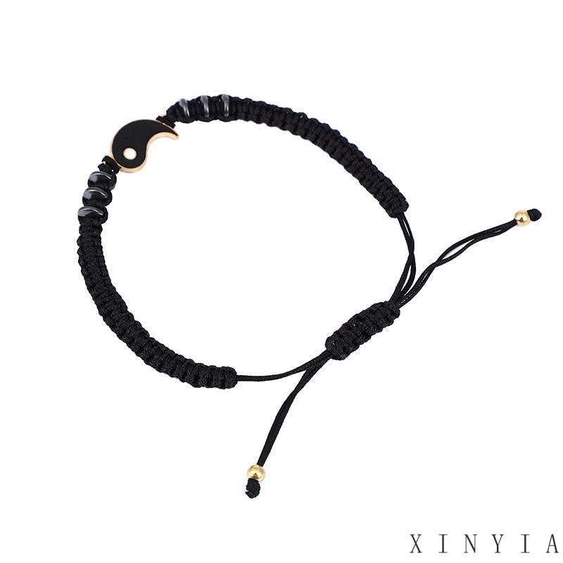 Xia.id Gelang Tangan Tali Woven Aksen Alloy Untuk Pasangan / Pria / Wanita