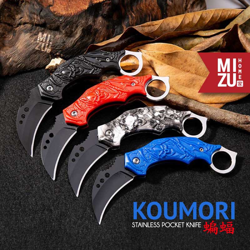 MIZU KOUMORI Stainless Pocket Knife Portable Folding Knife Pisau Saku Pisau Lipat Serbaguna