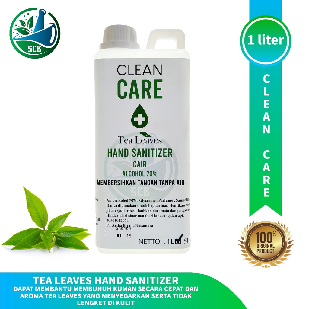 Clean Care Hand Sanitizer Cair 1 Liter - Aroma Tea Leaves Antiseptic 70%