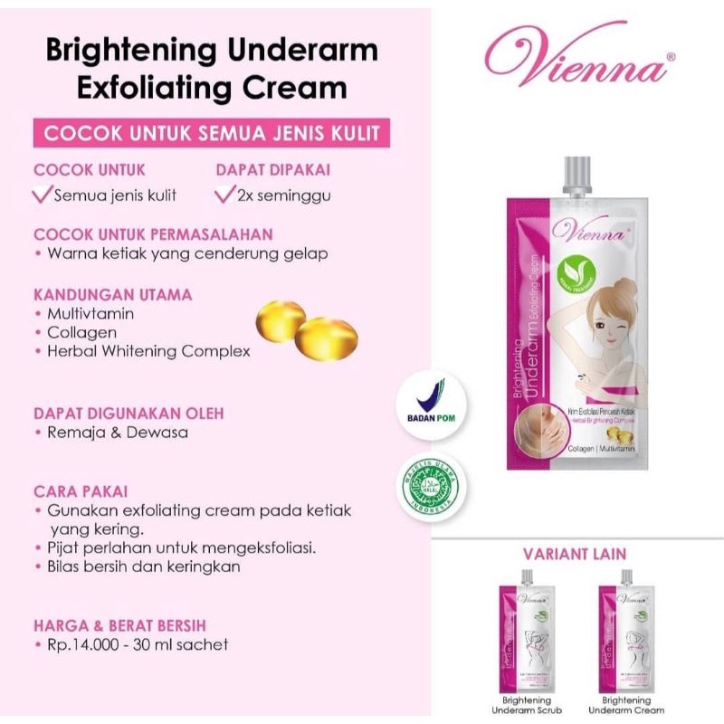 ☀️cahaya☀️vienna brightening underarm exfoliating cream