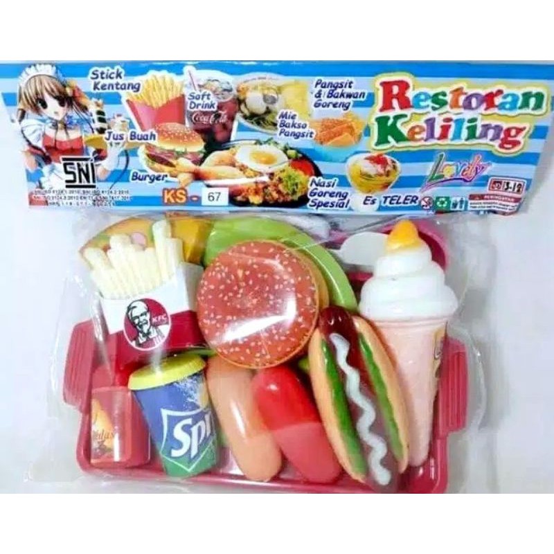 Mainan Anak Perempuan Masak Masakan Kitchen Set Junk Food Es Krim Burger Hot Dog Sosis