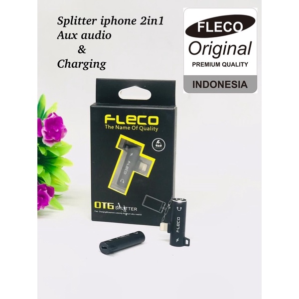 fleco Adapter Splitter Lightning Ke Jack Audio Aux 3.5mm 12mini 11Pro XsMax X Xr 7 8Plus