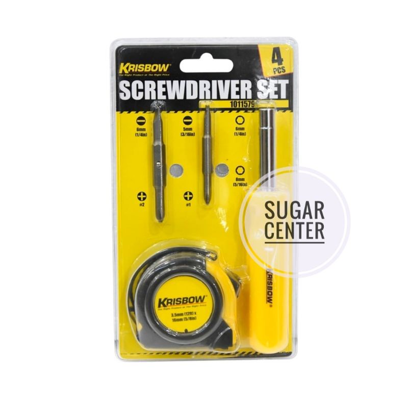 Krisbow Set 4 Pcs Obeng dan Meteran/Set Obeng Krisbow/Set Obeng dan Meteran Krisbow/Screwdriver Set 