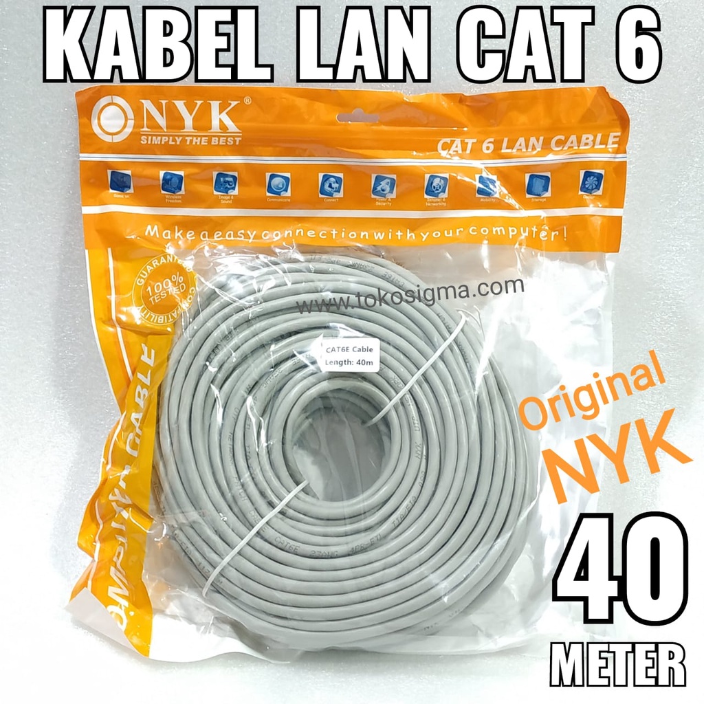 KABEL LAN RJ45 INTERNET NETWORK PATCH CORD CAT 6 UTP RJ-45 40M NYK ORI