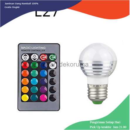 TD-DHA TaffLED Lampu Bohlam LED RGB 3W 16 Colors E27 + Remote Control - 2835