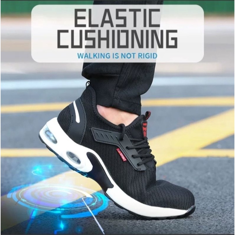 sepatu safety sporty sneakers 100 ujung besi import pria wanita