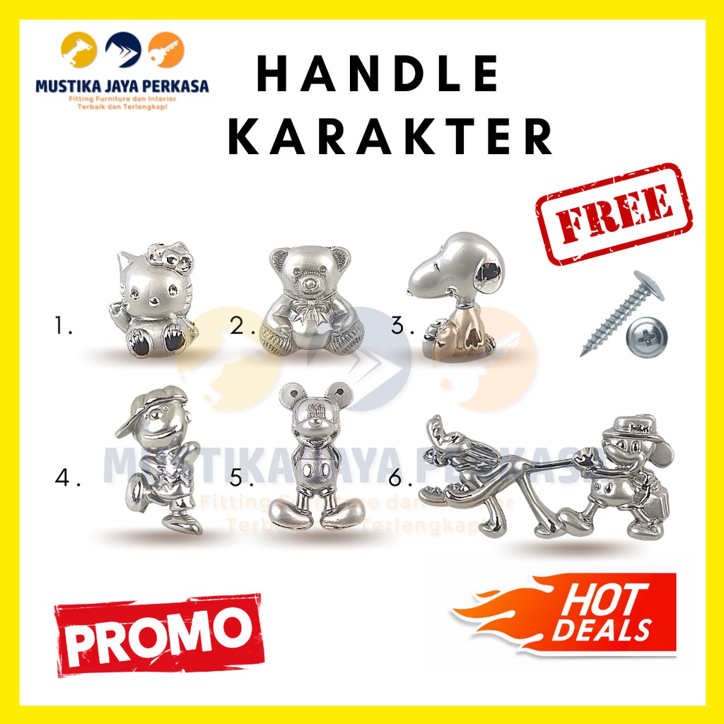 Handle Alumunium Karakter Disney Mickey Mouse Bukan Plastik Besi Stainless Murah