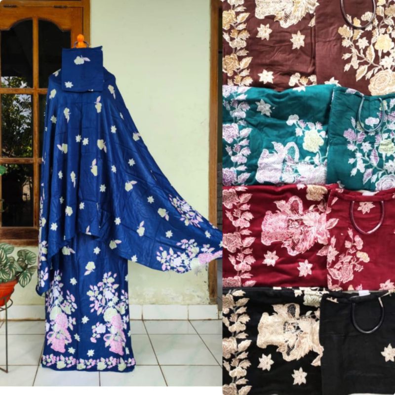 Mukena Rayon Motif Bunga Zoya Ukuran Dewasa Jumbo