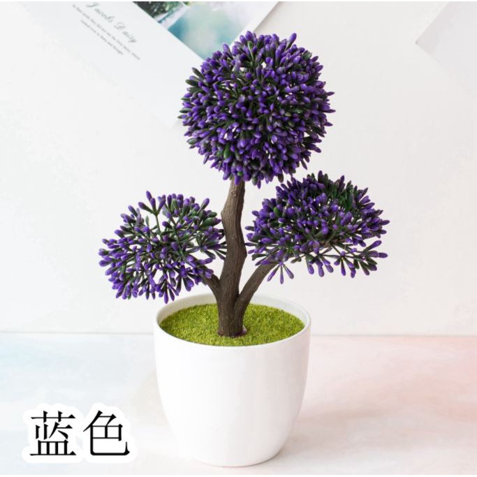 TANAMAN BUNGA PLASTIK DEKORASI RUMAH TANAMAN HIAS IMPORT MURAH-Purple