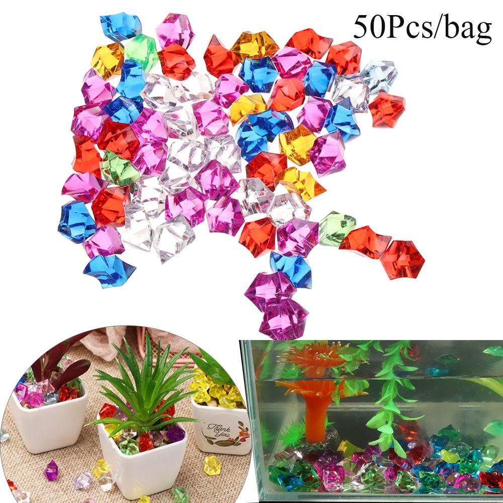 Nanas 50 Pcs/Tas Batu Buatan Art DIY Craft Pernikahan Ornamen Warna-Warni Fish Tank Decor Batu Bulat Kerikil