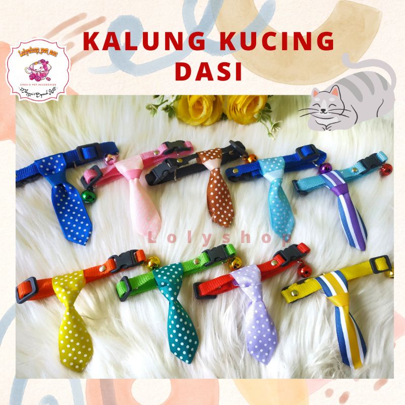 Kalung Kucing Dasi lonceng 14mm