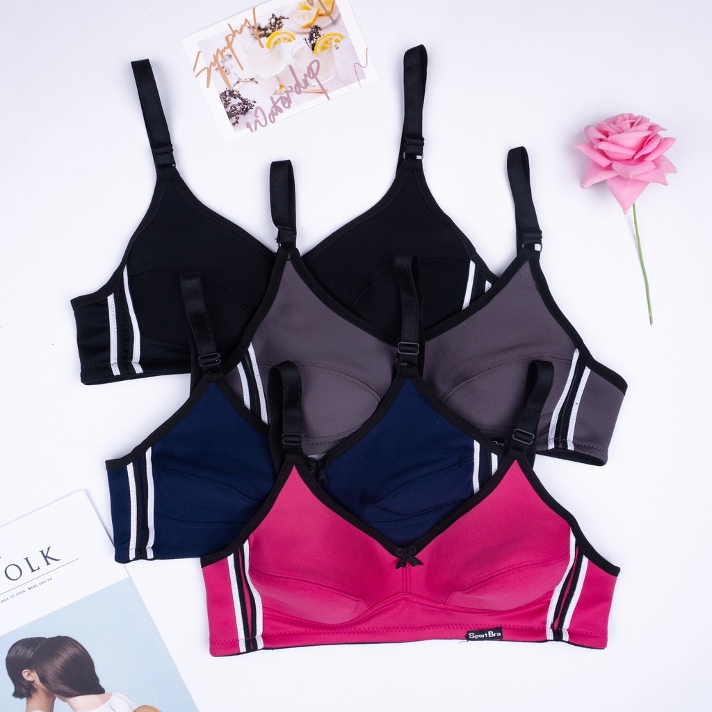 BEE - Bra Sport Remaja Dewasa Bh Tanpa Kawat Busa / Pakaian Dalam Wanita Essen Import