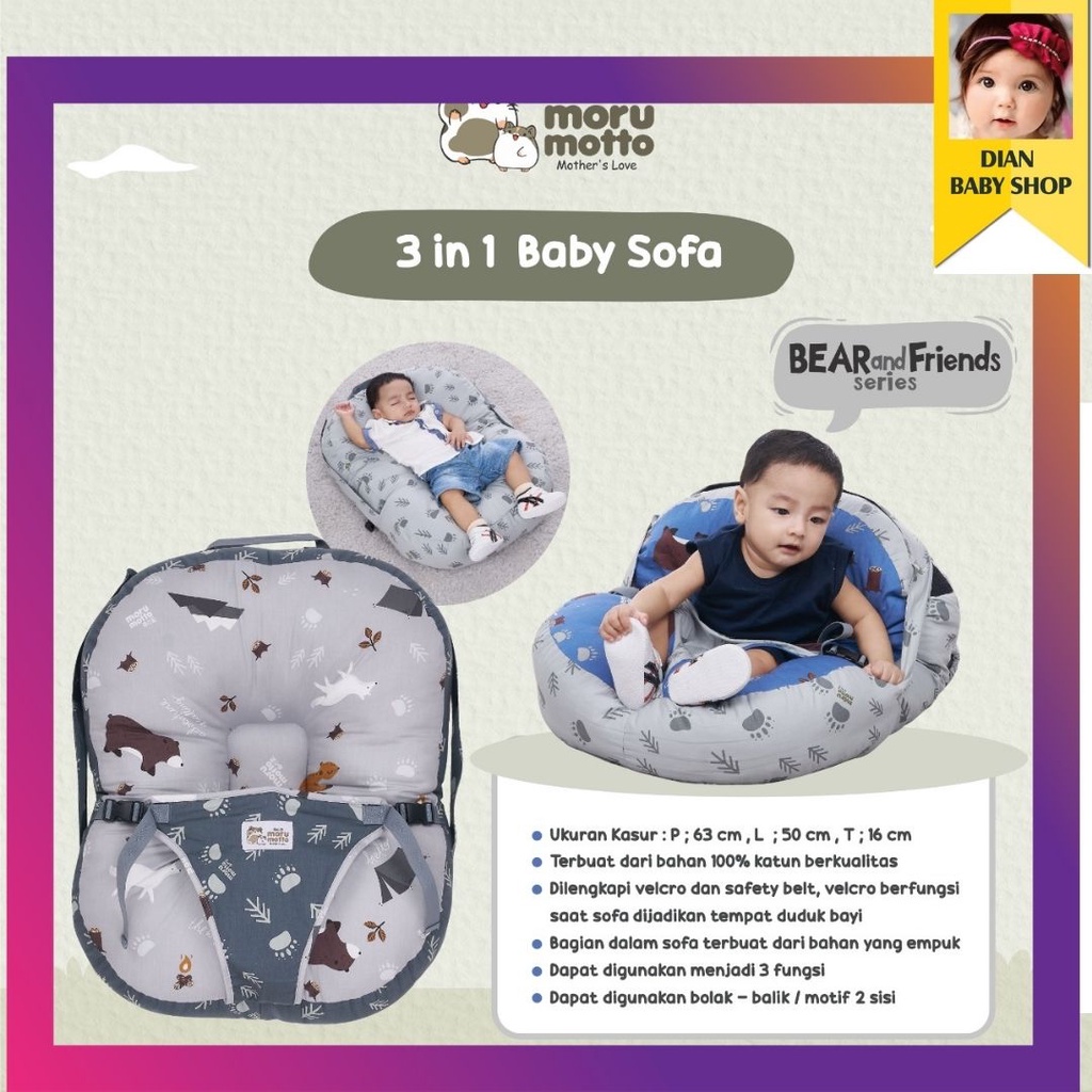MORU MOTTO SOFA Bayi (( BEAR and FRIENDS, PEON, PORCUE, BABY BUNNY )) By DIALOGUE .