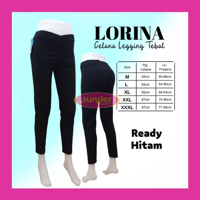 Legging Lorina Polos Jumbo Size XXL dan XXXL, Legging Katun Tebal Jumbo, Leging Panjang Polos Hitam 