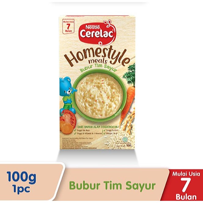 Cerelac Homestyle Meals Bubur Tim Sayur 100 gram Bayi 7+ Bulan keatas