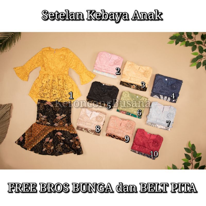 Setelan kebaya anak kartini brokat tebal full furing adem. produksi sendiri KeroncongBusana (kd82)