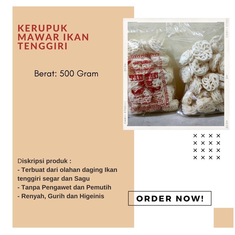 

kerupuk mawar ikan tenggiri kemasan: 500gram