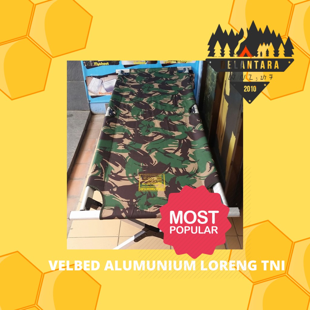 velbed alumunium tni belantara adventure  evakuasi medis lipat 192x65 cm hijau loreng