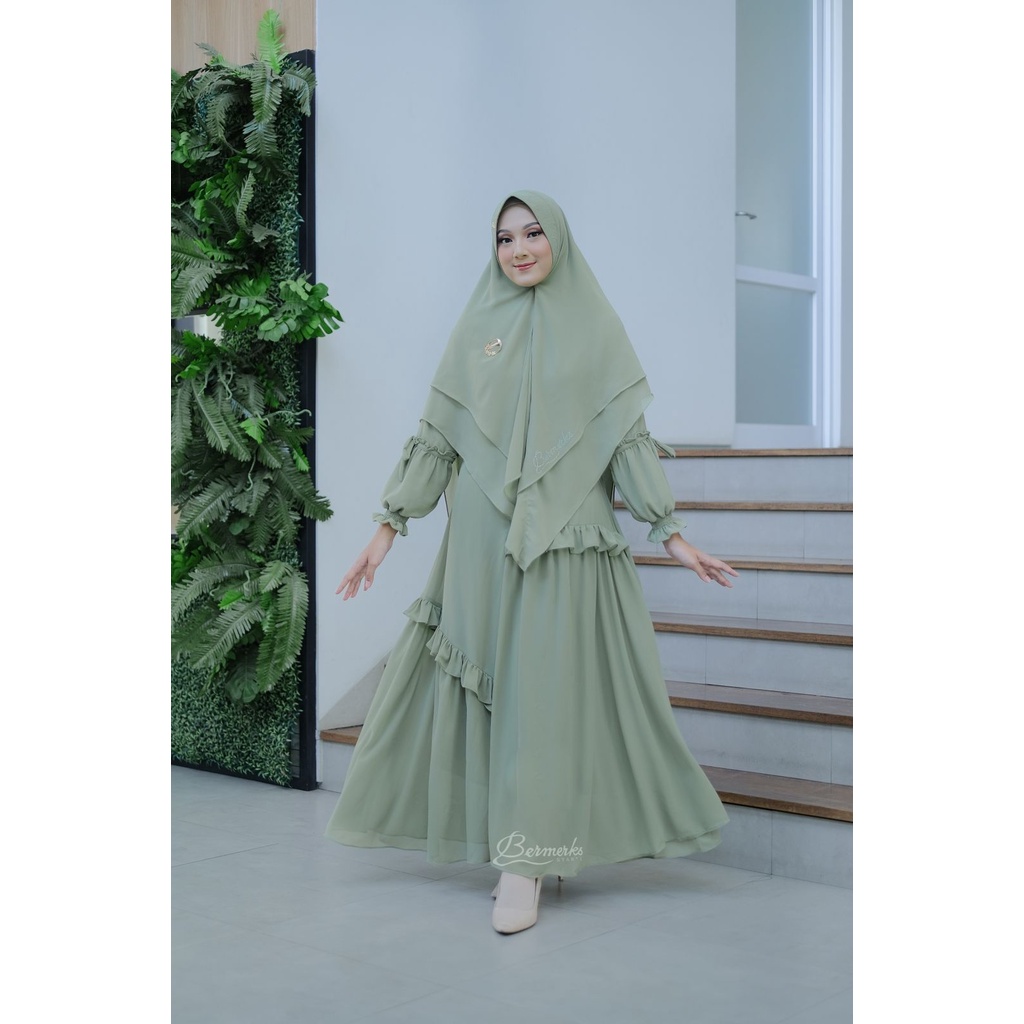 Gamis ceruty babydoll ayudia ori bermerks model terbaru rempel layer original set hijab syari ayudia putih polos haji umrah umroh ihram kain