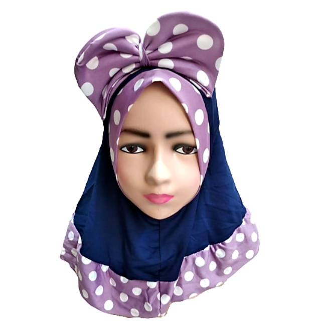 Jilbab Bayi Anak Pita Lucu Kerudung Bayi Anak Polka J16