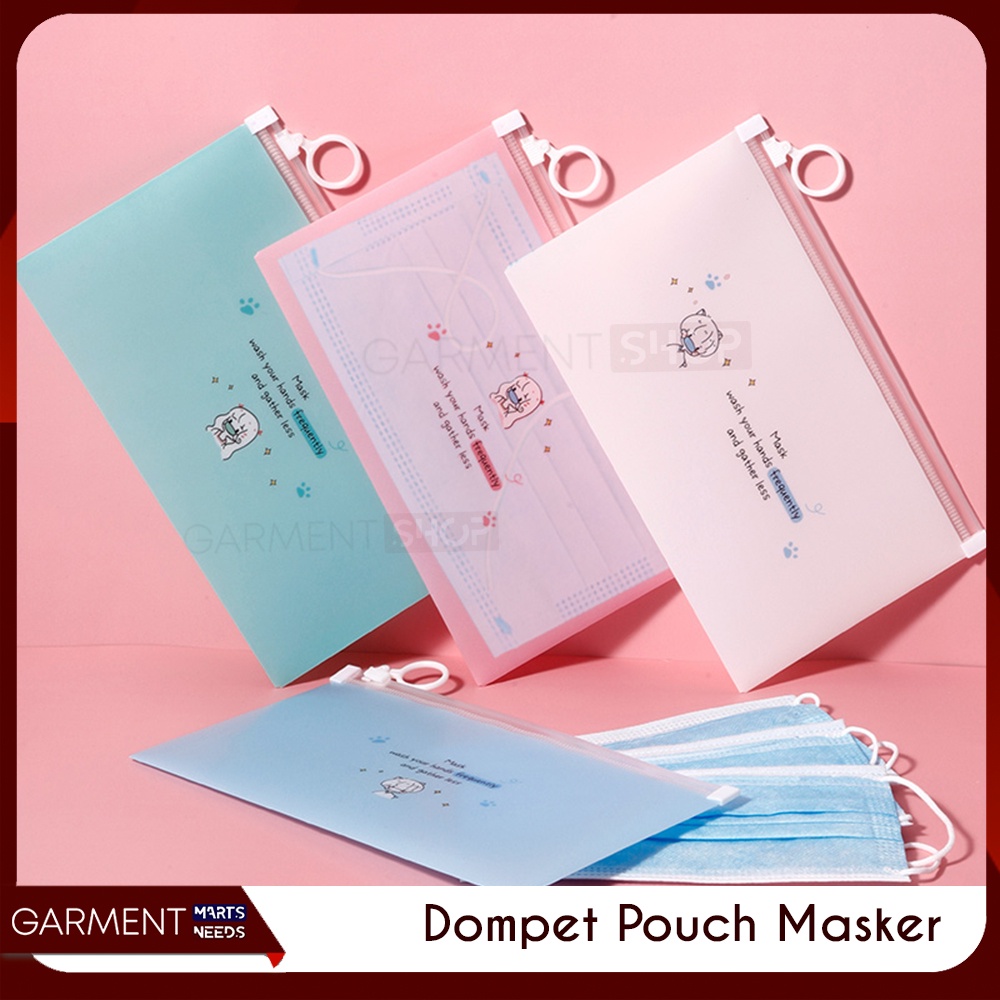 Dompet Tempat Masker Travel Kotak Pensil Uang Resleting Serbaguna Plastik Pembalut Kotak Anti Debu