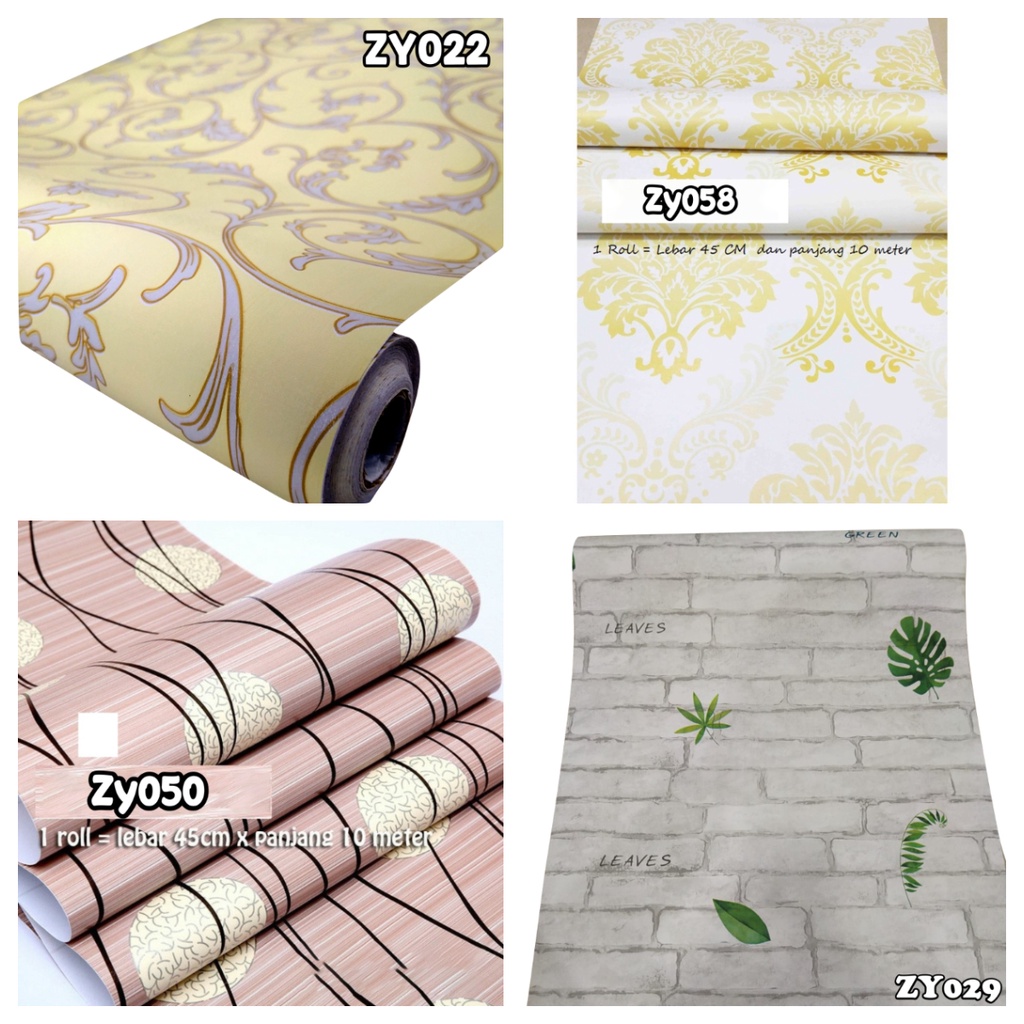 Wallpaper Stiker Dinding 3D Wallpaper Stiker Motif Modern ZY 45cm x 8m Wallpaper Dinding Ruangan Motif Elegan