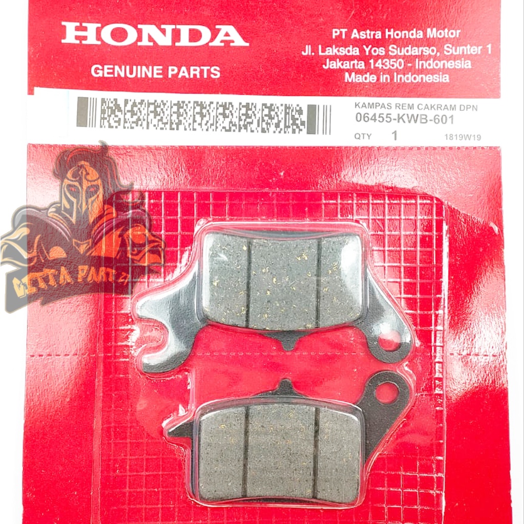 DISPAD DISC PAD KAMPAS REM DEPAN HONDA KWB KUALITAS ASLI ORIGINAL HONDA AHM PRESISI TIDAK SELIP TIDAK BUNYI AWET DAN DIJAMIN MANTAP / KAMPAS REM REVO ABSOLUTE / KAMPAS REM SUPRA 125 / KAMPAS REM BLADE / DISPAD REVO ABSOLUTE / DISPAD SUPRA 125