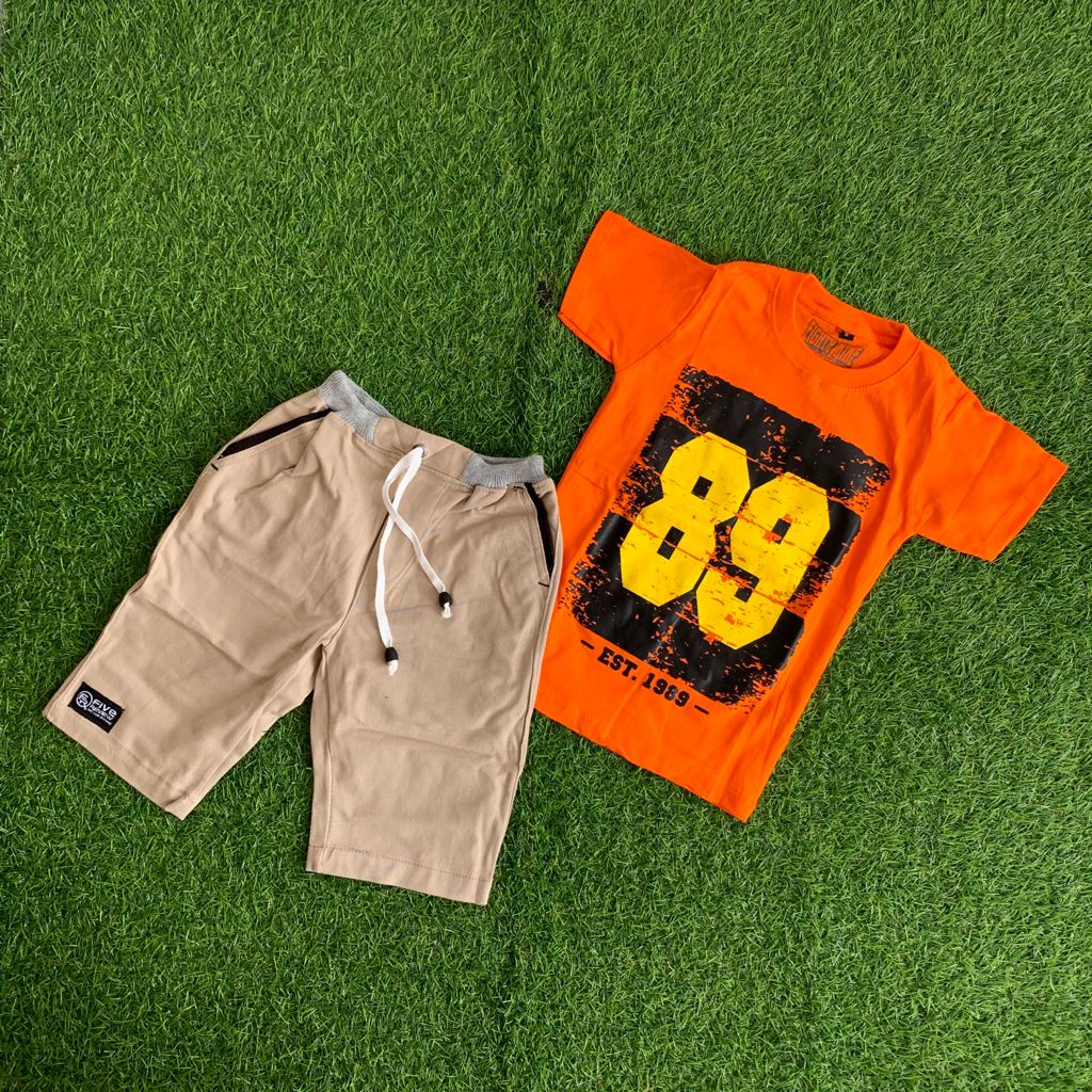 Setelan Celana Pendek Anak / Stelan celana chino baju kaos distro umur 1-12 tahun Bawahan Chino G Or
