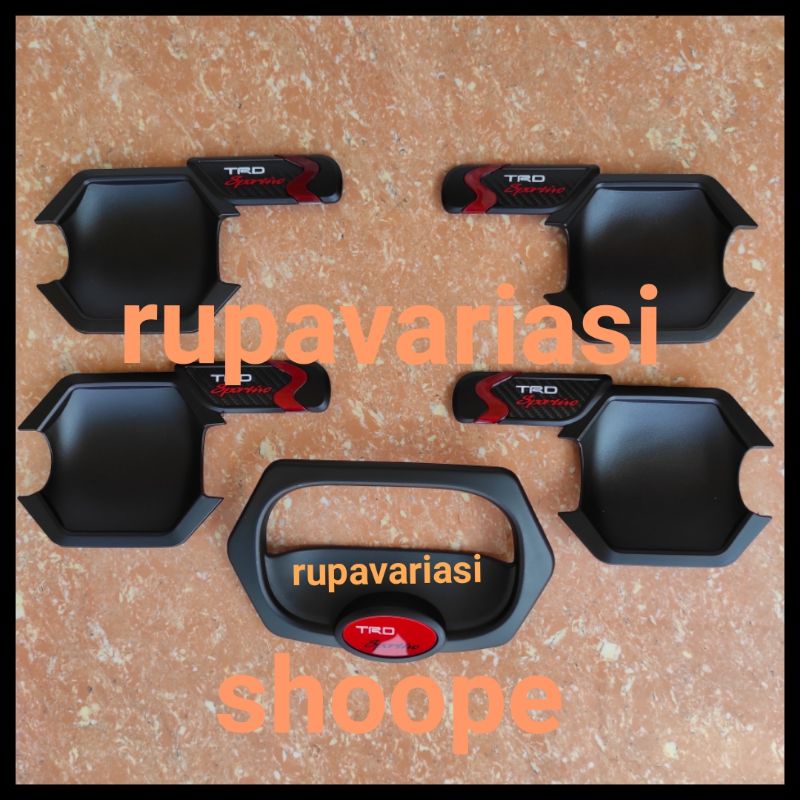 cover Outer mangkok &amp; handle pintu mobil Toyota RUSH / terios LAMA 2006 sampai 2017 ultimo 2007 2008 2009 2010 2011 2012 2013 2014 2015 2016 HITAM DOFF crome chrome LOGO TRD