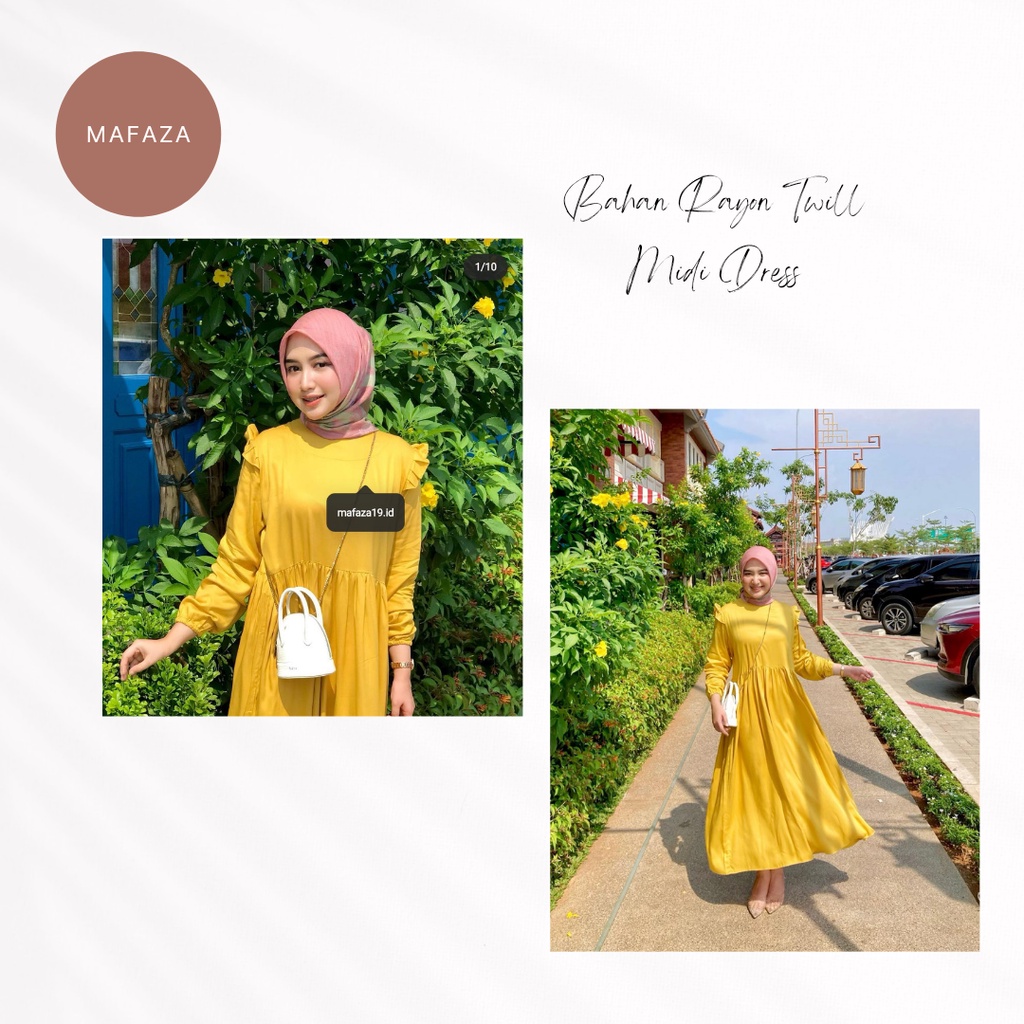 Fara Midi Dress Premium -  Dress Wanita Jumbo Big Size - Midi Dress Premium
