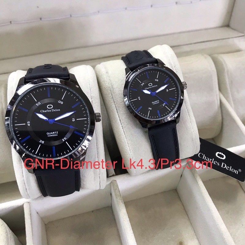 jam tangan charles delon couple original anti air sudah sepasang
