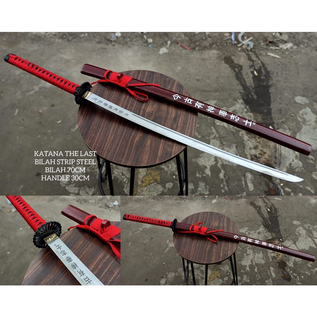 KATANA THE LAST BILAH STRIP RED STEEL BILAH 70CM HANDLE 30CM