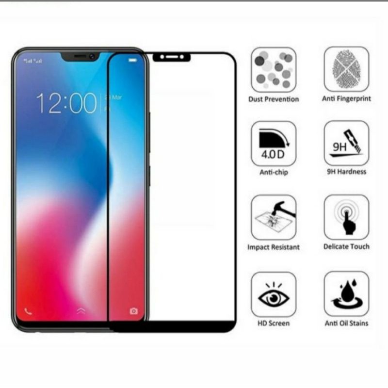 Tempered Glass Pelindung Layar HP Screen Guard Kaca Full Layar Vivo Y85 - Hitam
